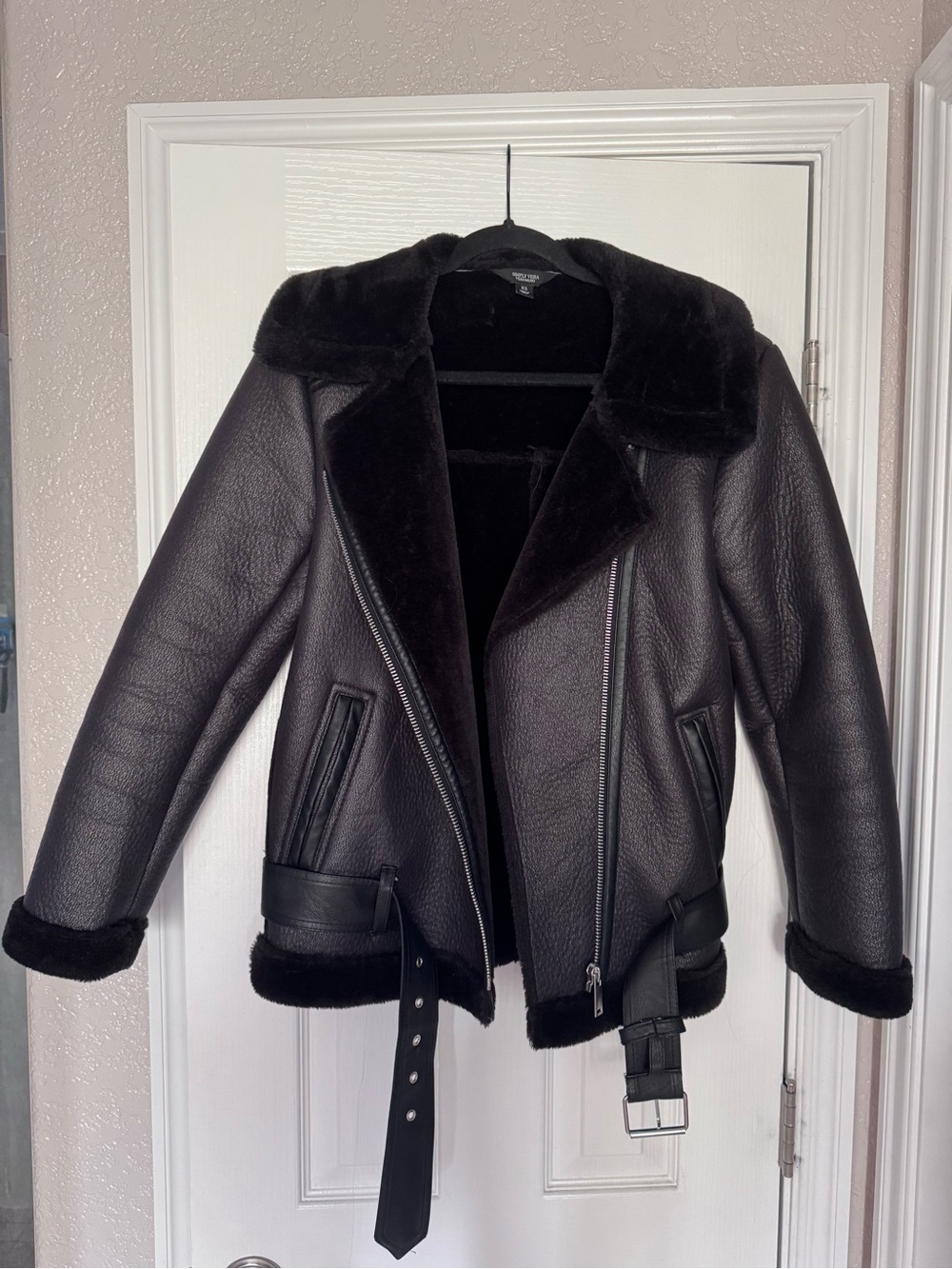 Simply Vera Vera Wang Black Faux Shearling Moto Jacket